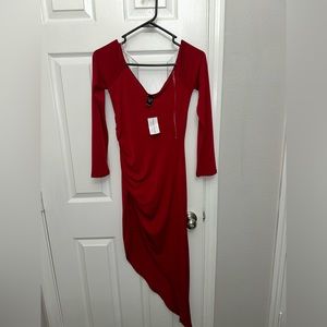 Red asymmetrical dress